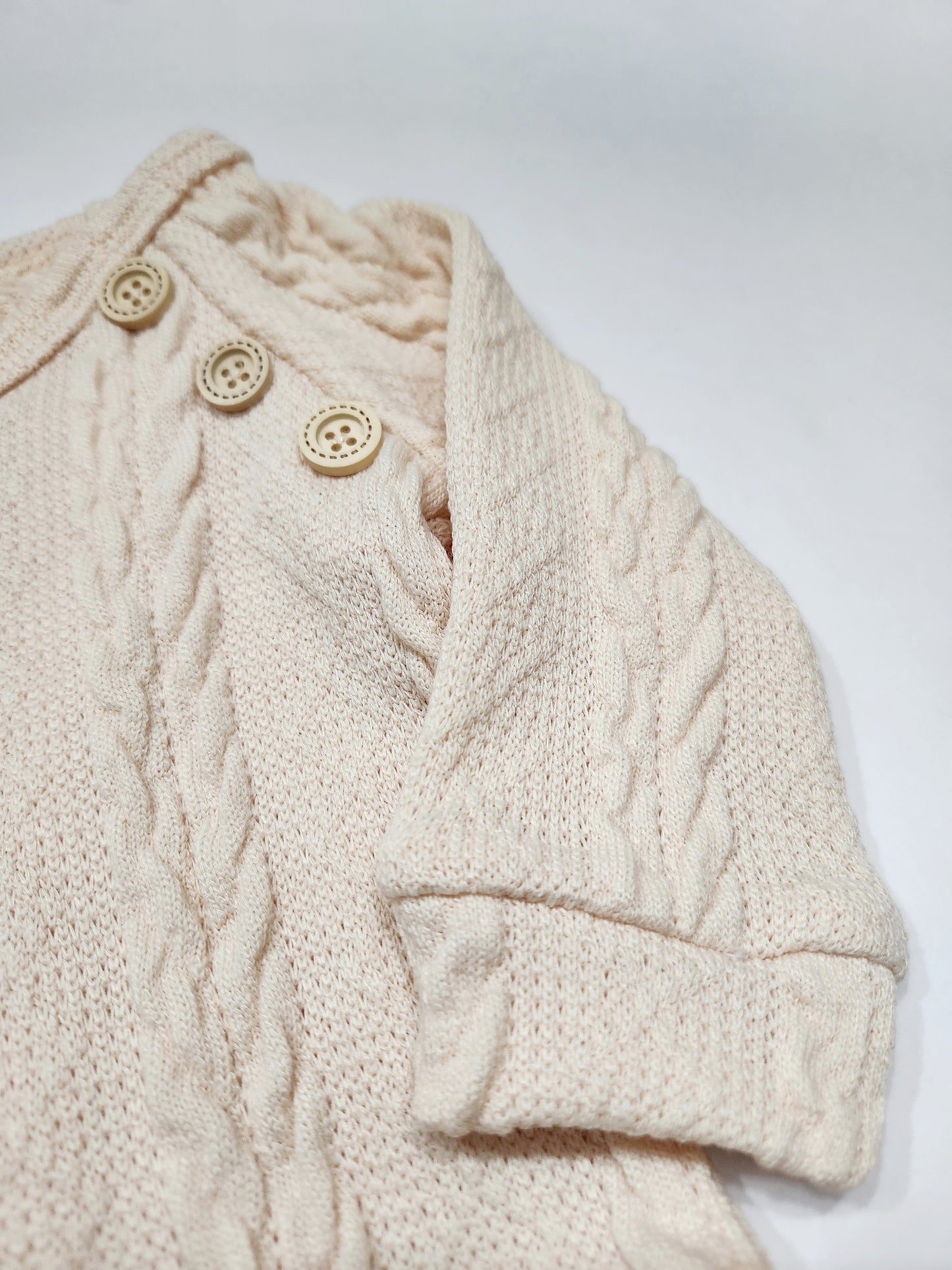 Gender Neutral Solid Cable Knit Long-sleeve Jumpsuit