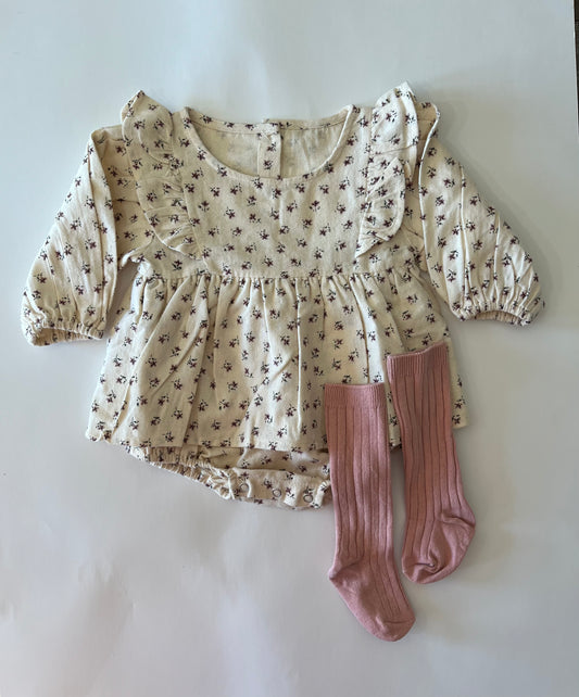 Floral Ruffle Baby Romper